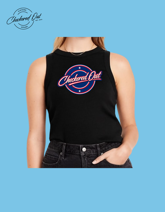 Checkered Out Apparel Logo Red, White and Blue