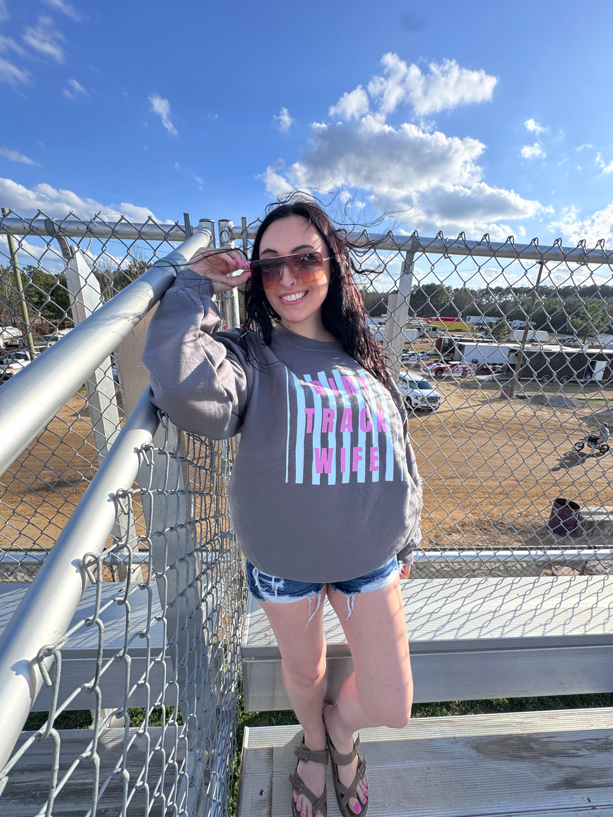 Dirt Track Wife with Stripes