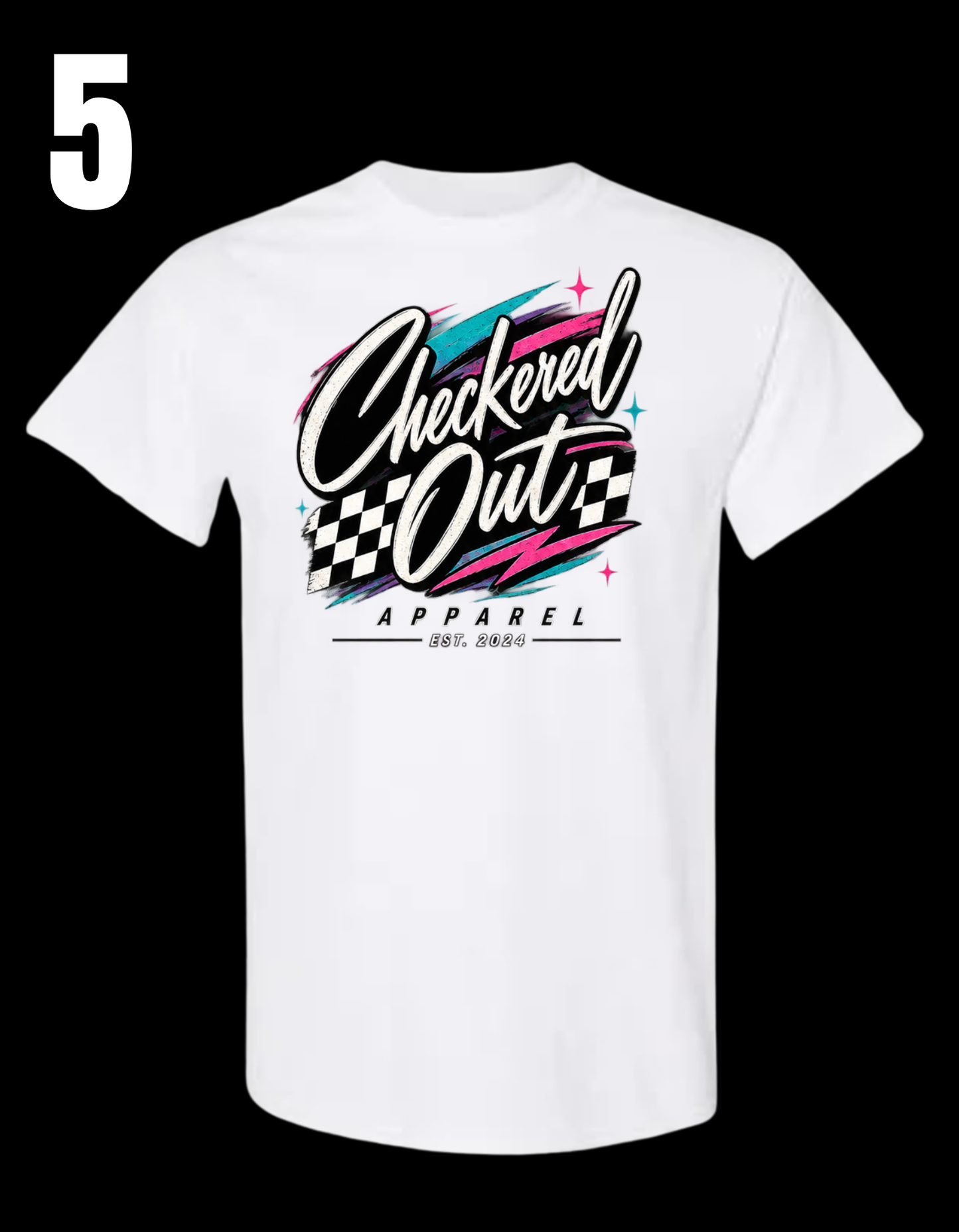 Checkered Out Apparel Retro Themed, White Apparel