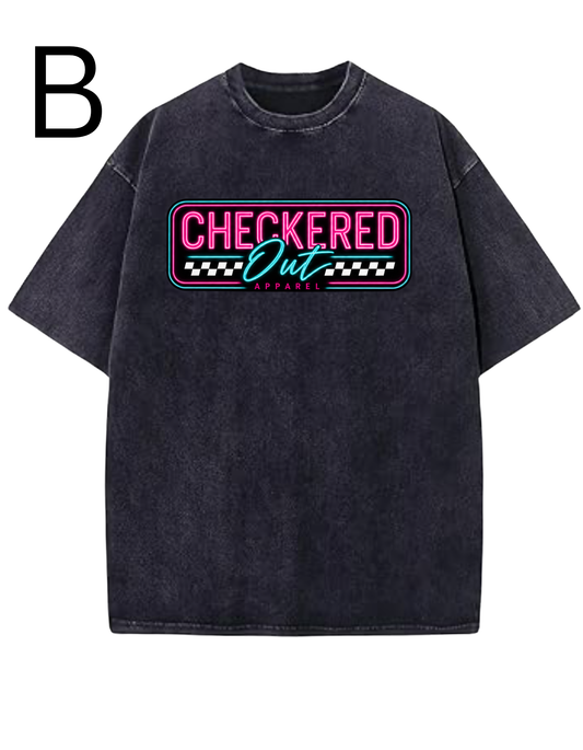 Checkered Out Apparel Retro, Acid Wash shirts