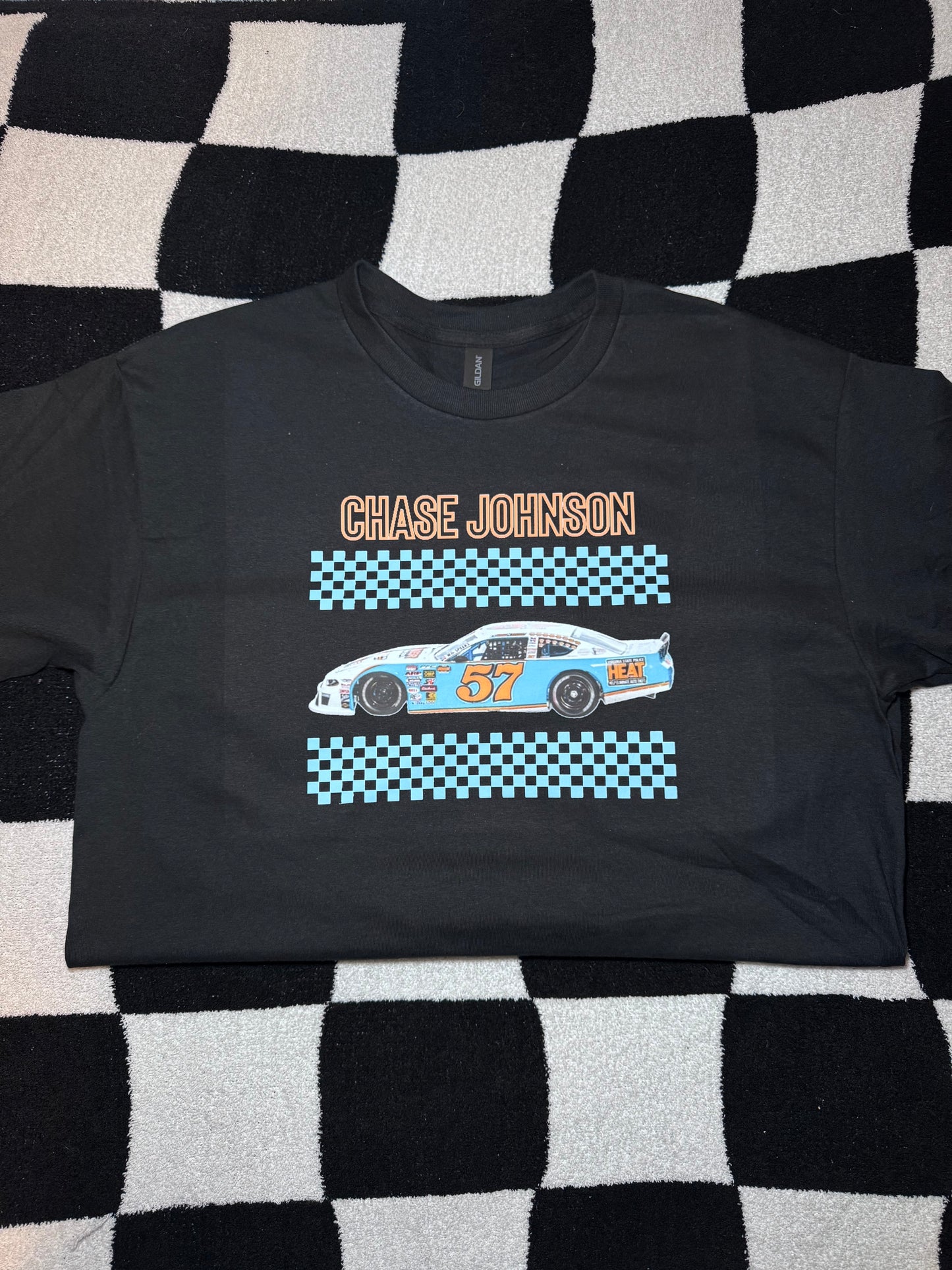 Name and Car Cut Out on Black T-shirt