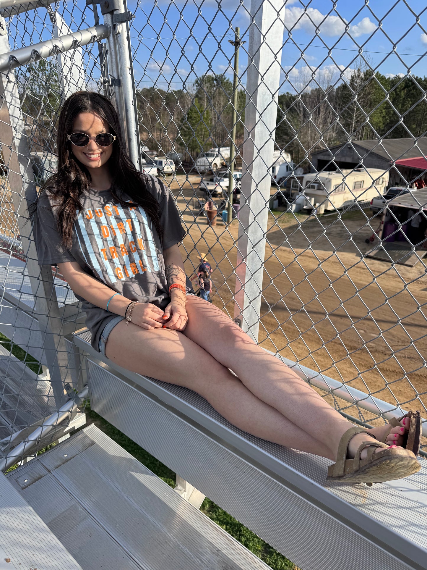 Just A Dirt Track Girl with Stripes