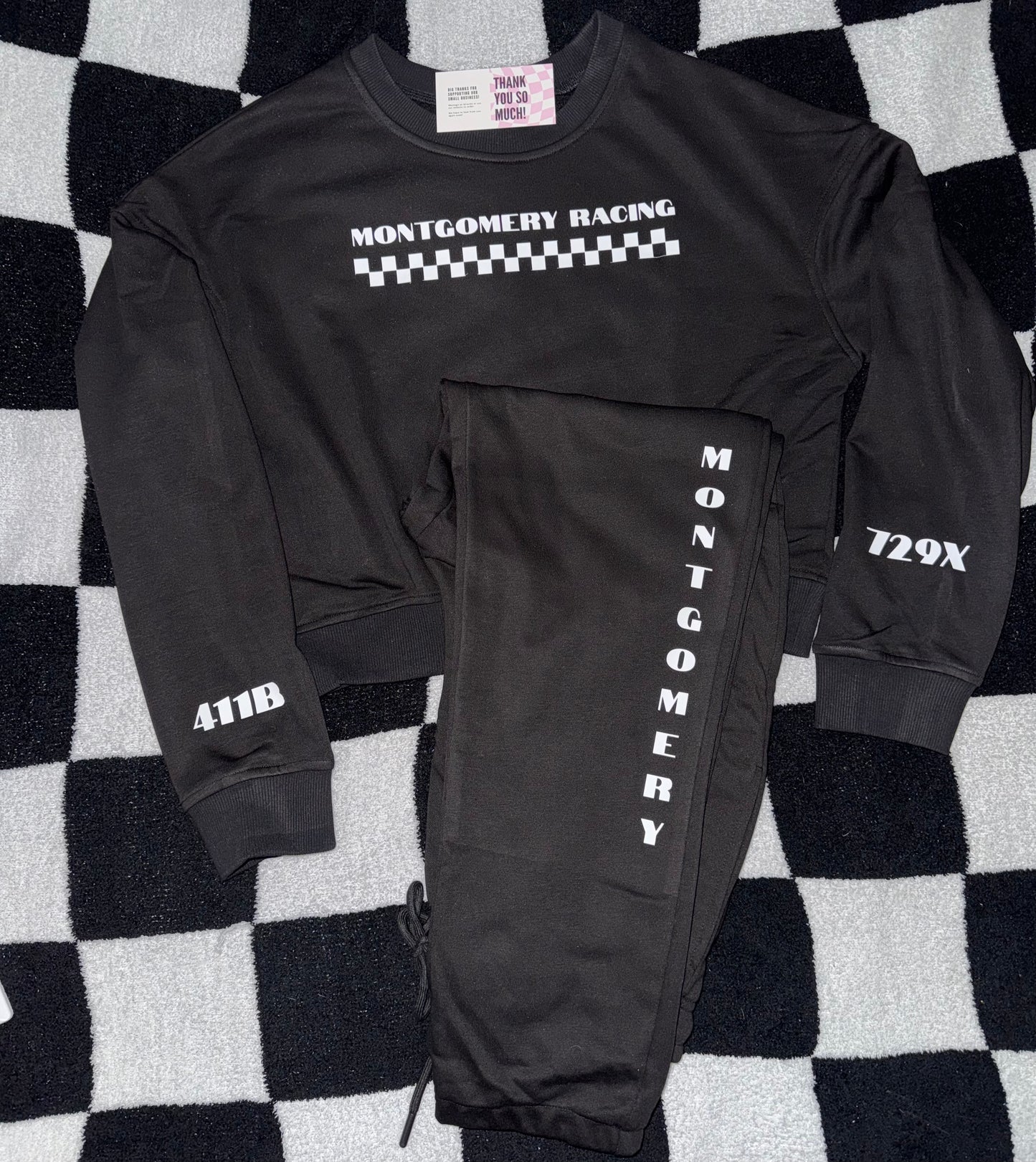 Black Jogger Set (cropped quarter zip top and jogger pants)