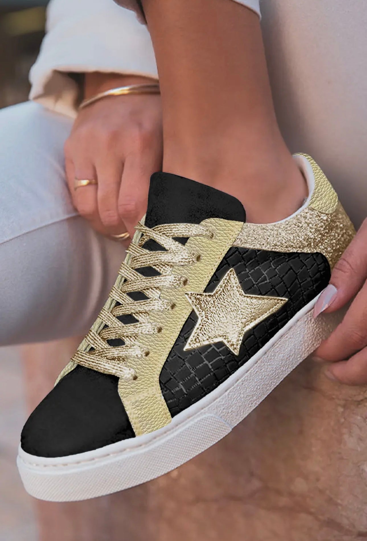 Gold Glitter Star Sneakers