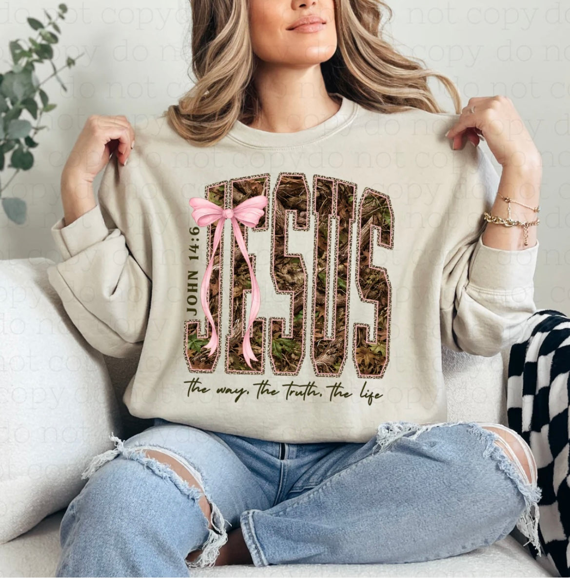 Camo Jesus Design with Bow Design