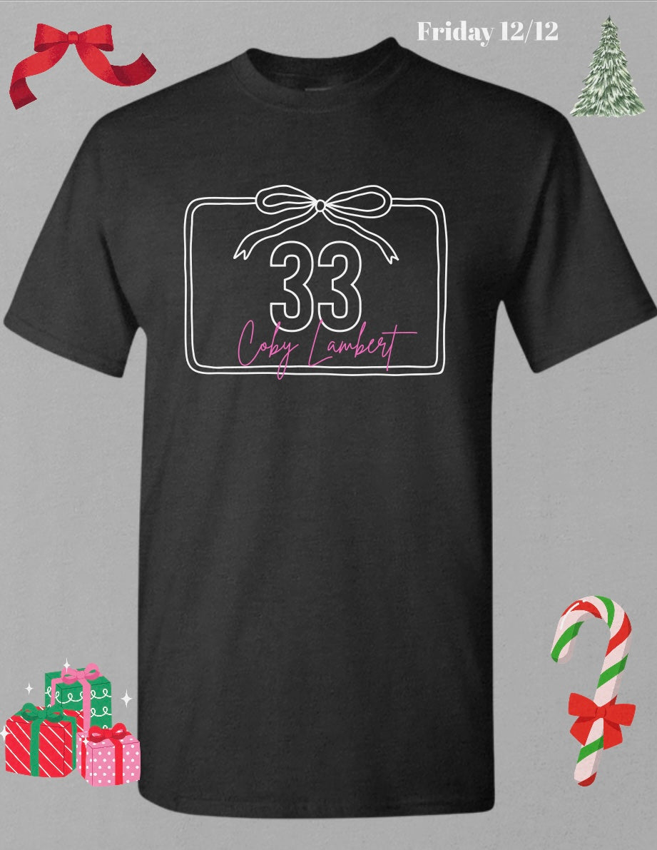 Bow Box with Name & Number T-Shirt Design