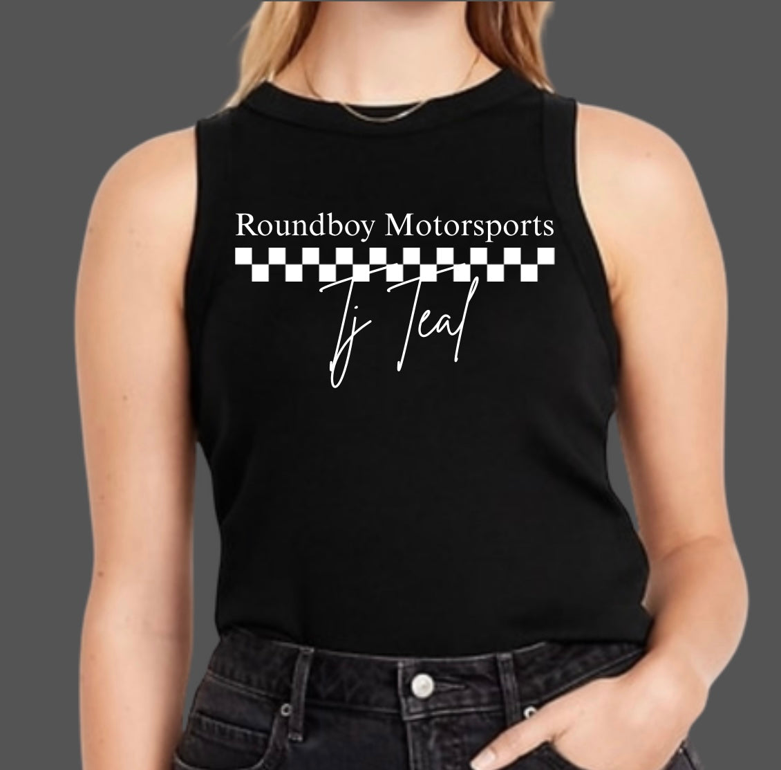 Team Name with Checkered and Drivers Name Tank Top