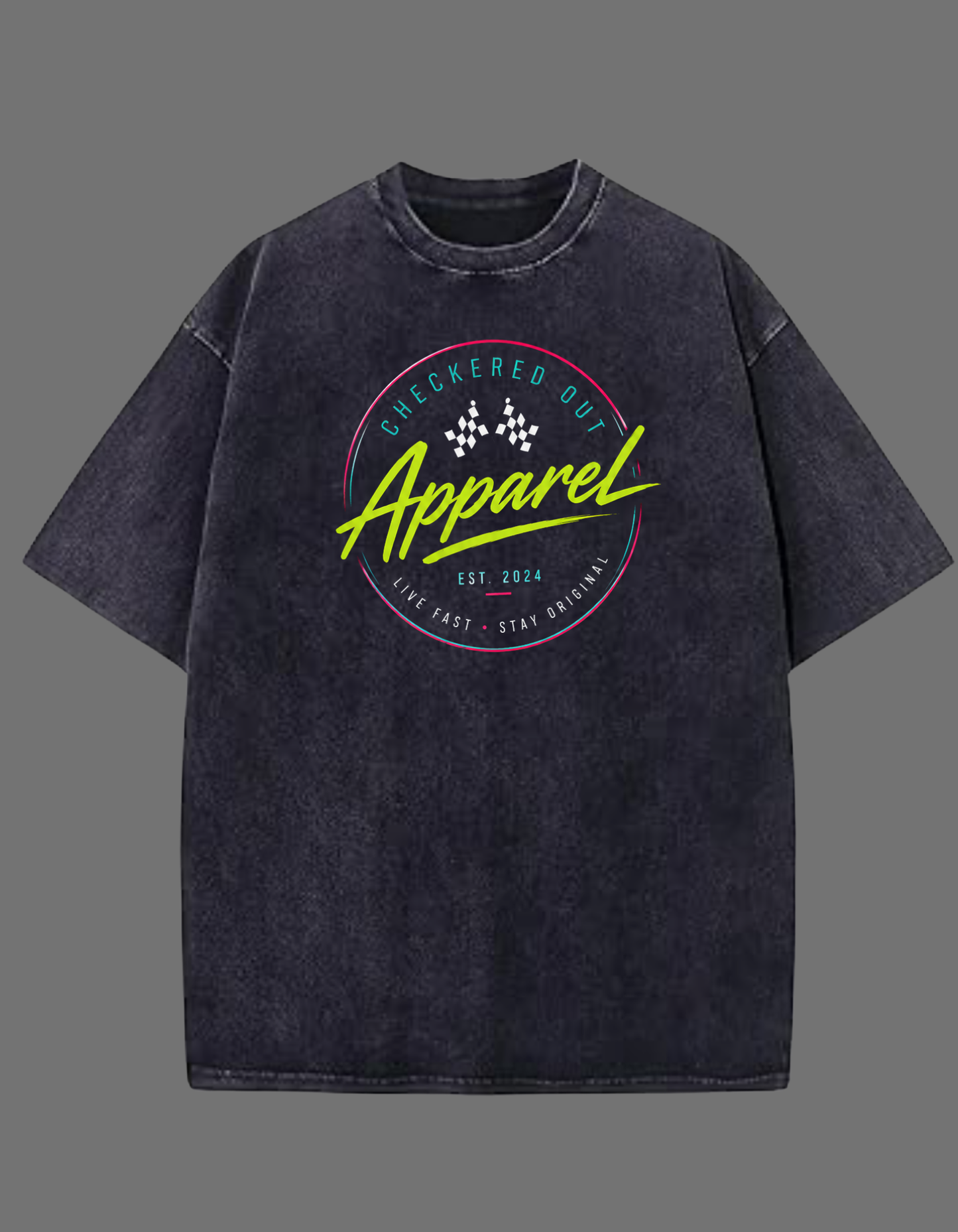 Checkered Out Apparel Circle Retro Acid Wash