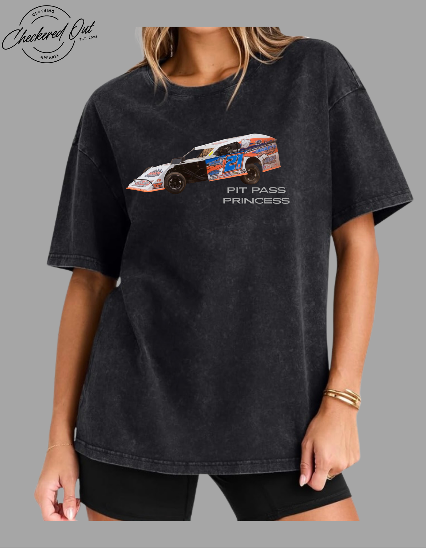 Pit Pass Princess T-Shirt Design Acid Wash