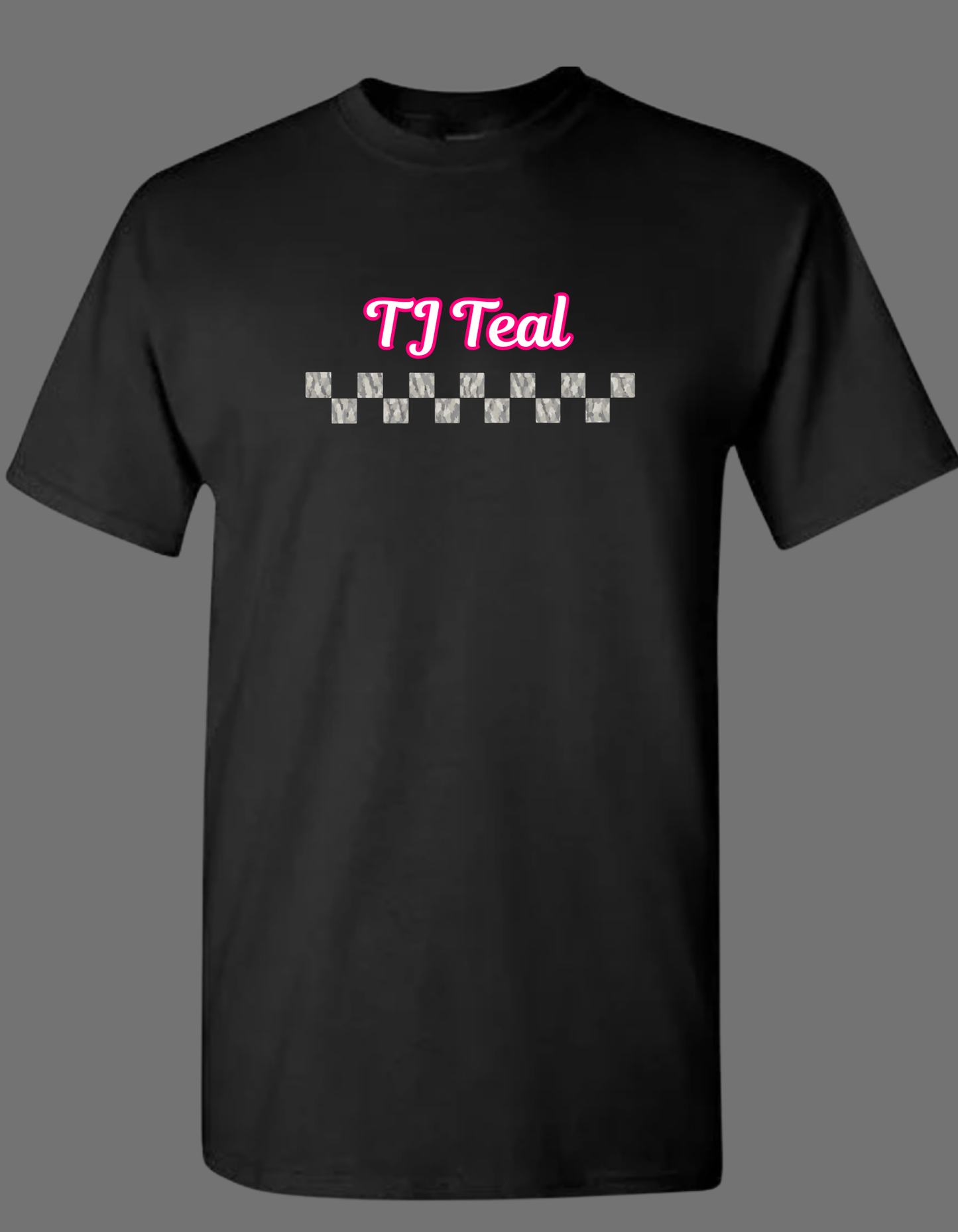 Name with camo/checkered stripe
