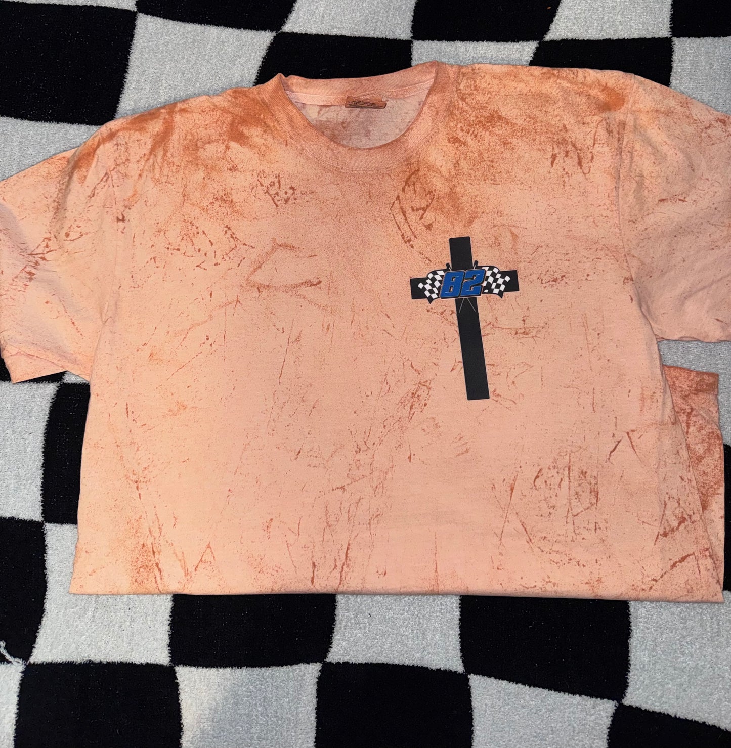 Color Blasted Comfort Color T-shirt with front and back design cross with bible verse ; MEN/BOY Version