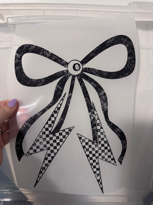 Bow with Lightning Bolts on a Light Grey T-Shirt