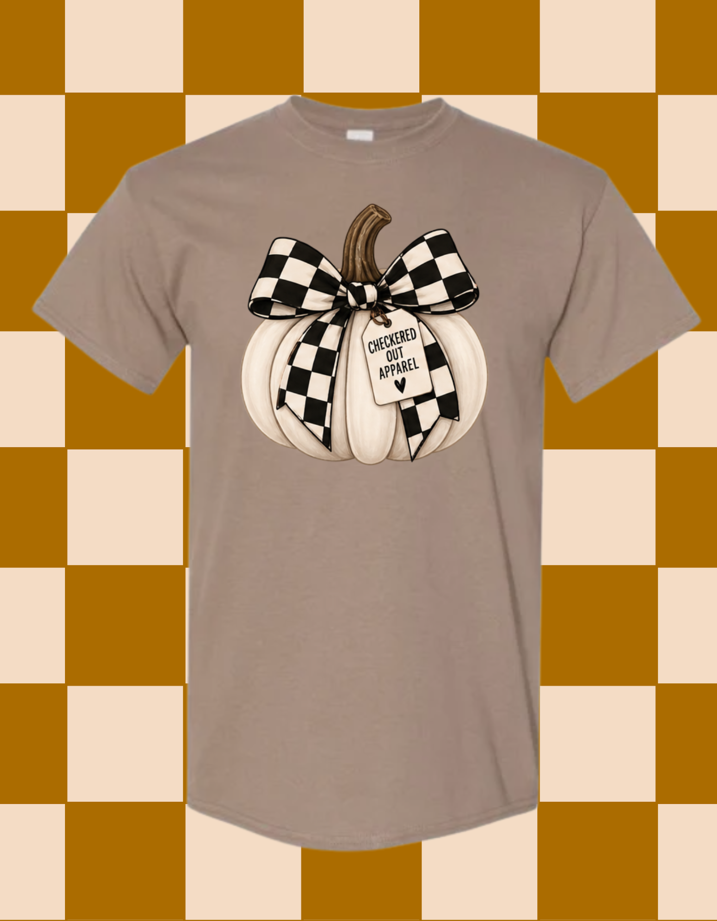 White Pumpkin, Checkered Bow with COA Tag