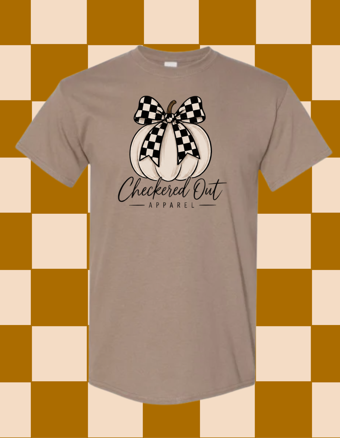 White Pumpkin with Checkered Bow