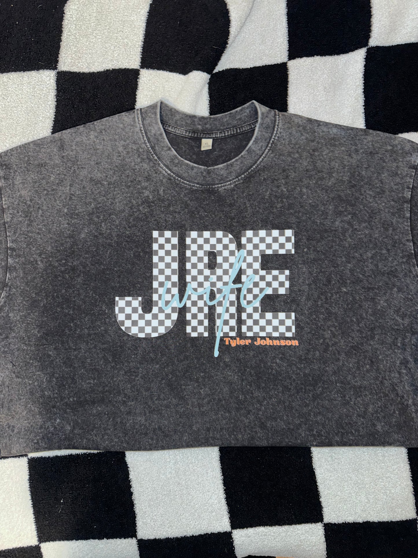 Initials team name with title and full name Acid Wash T-shirt