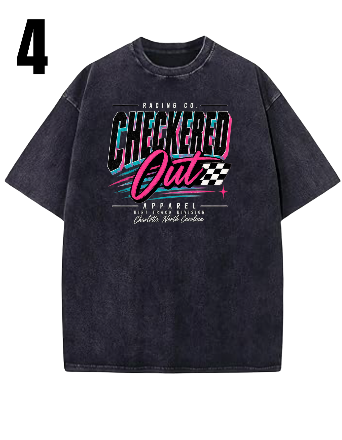 Checkered Out Apparel Retro Themed, Acid Wash Shirts