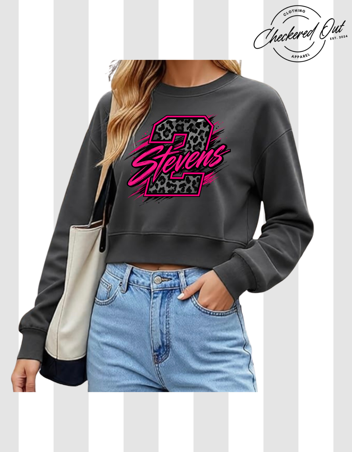 Cropped Crewneck with leopard number and name