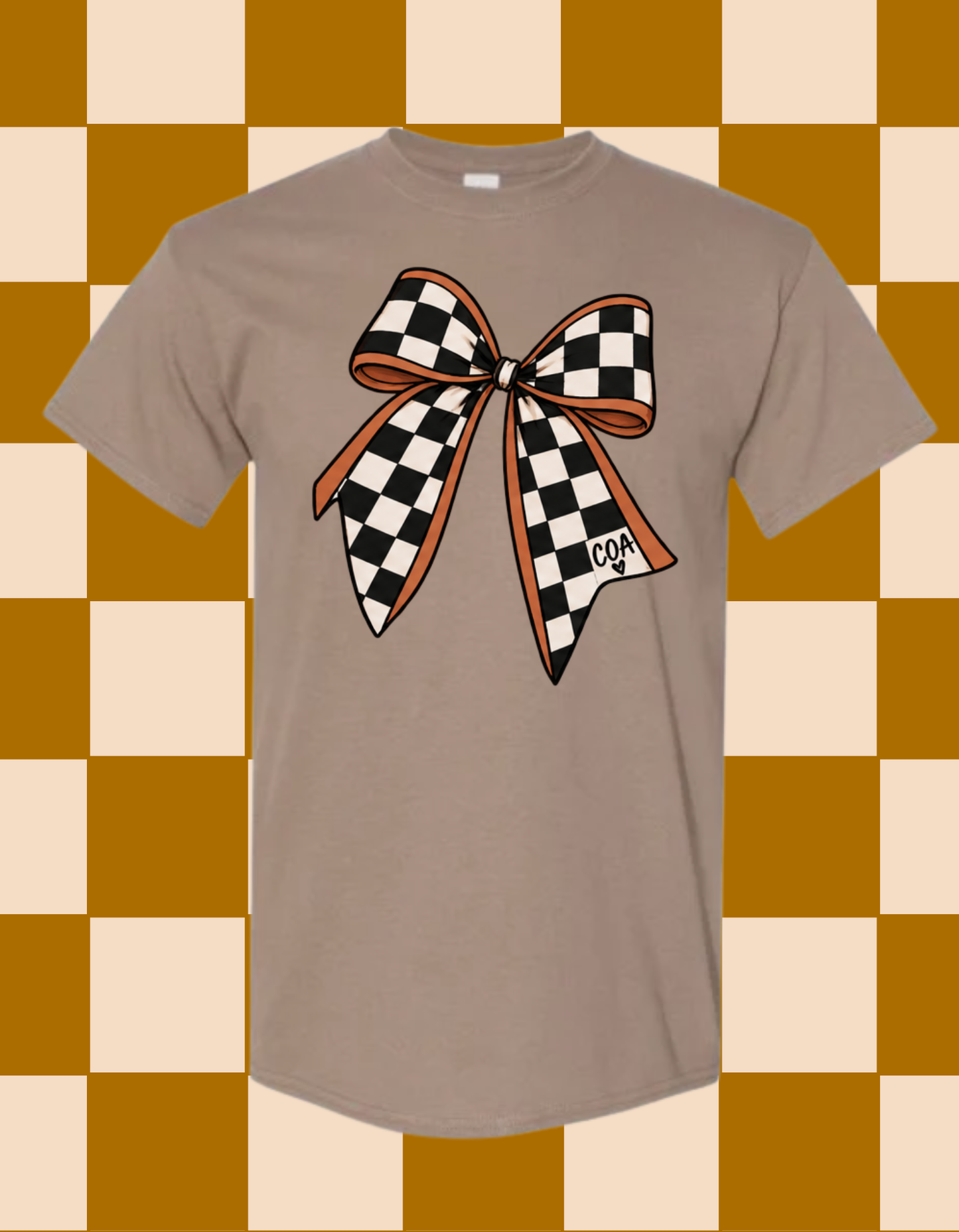 Checkered Bow with Fall Color Outline