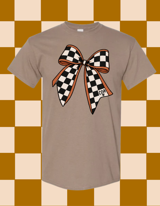 Checkered Bow with Fall Color Outline