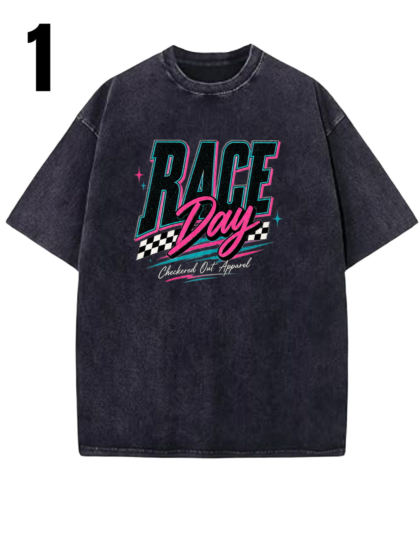 Checkered Out Apparel Retro Themed, Acid Wash Shirts