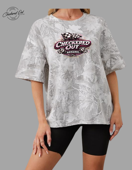 Camo or Leopard Checkered Out Apparel (Color Change Logo) T-Shirts