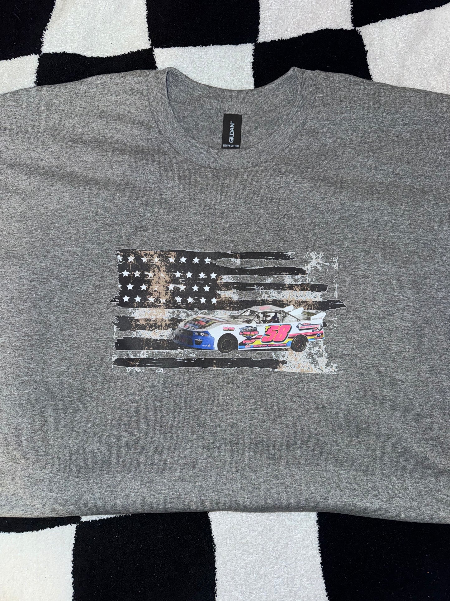 Rustic Dirty Flag with Car Cutout Design