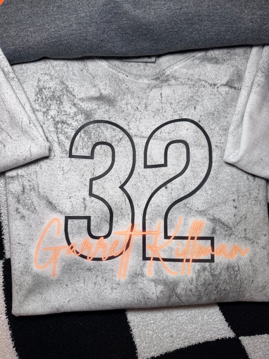 Color Blasted Comfort Color T-shirt with NEON name/number