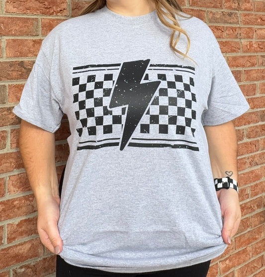 Checkered with Black Lightning T-Shirt