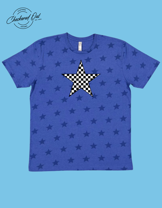 Blue Star Shirt with Checkered Star