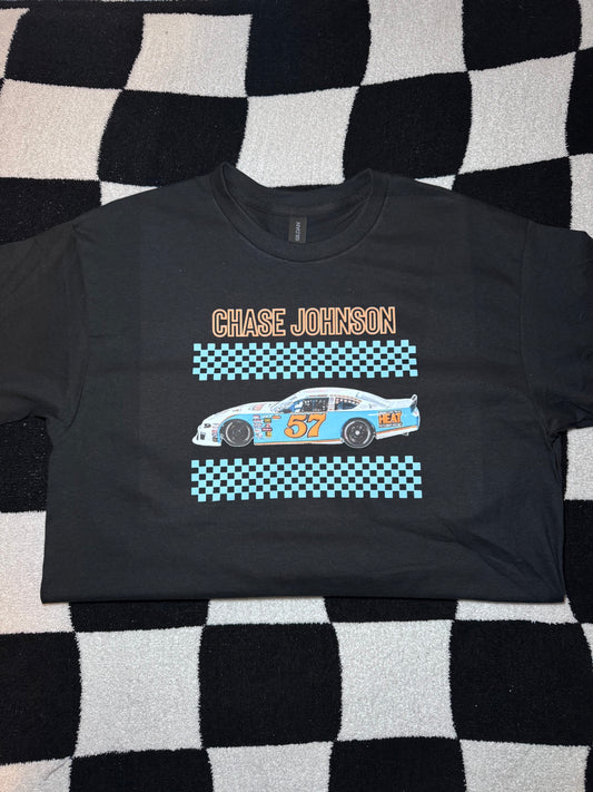 Name and Car Cut Out on Black T-shirt