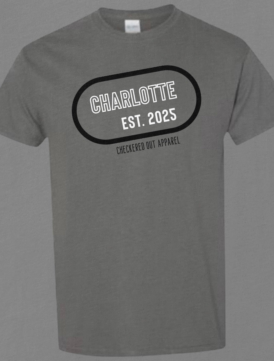 Charlotte Est. 2025 - Checkered Out Apparel T-shirt