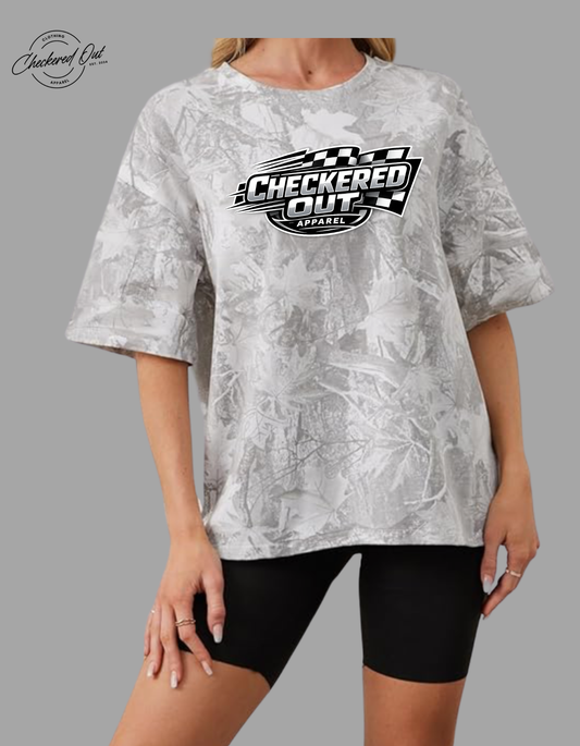 Camo or Leopard Checkered Out Apparel Logo