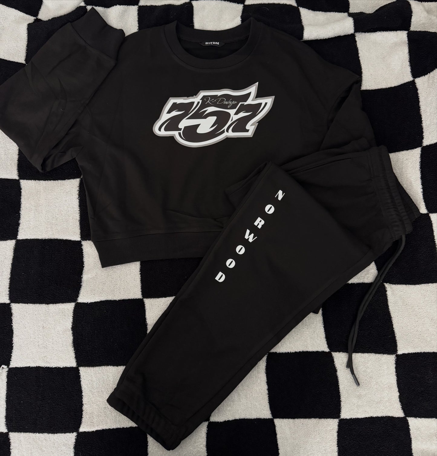 Black Jogger Set (cropped quarter zip top and jogger pants)