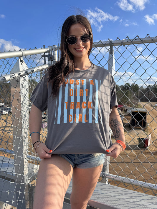 Just A Dirt Track Girl with Stripes