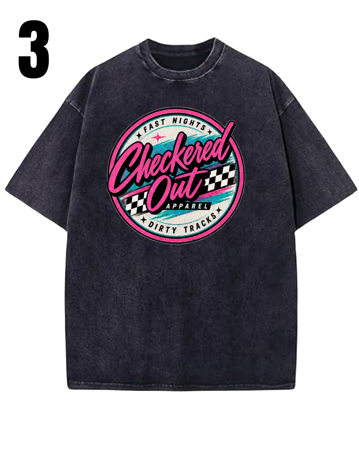 Checkered Out Apparel Retro Themed, Acid Wash Shirts