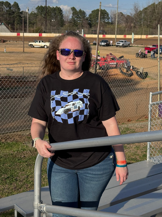 Checkered Background with Bows and Car CutOut T-Shirt