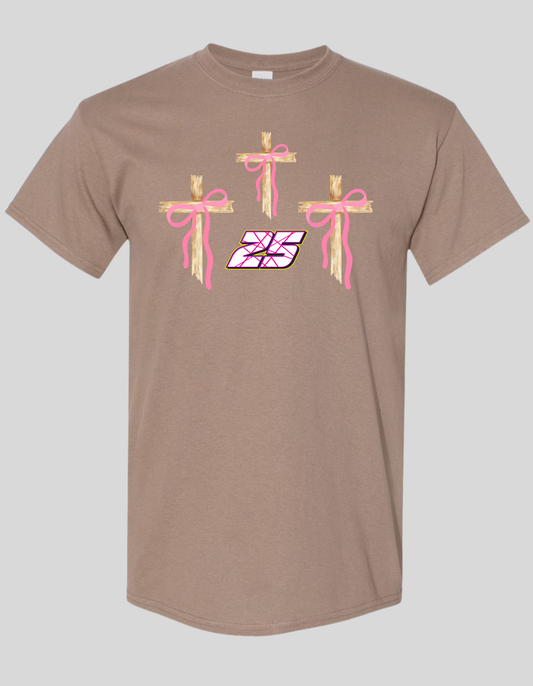 3 Crosses with Bows Design with CUSTOM NUMBER