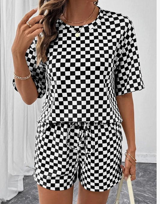 Checkered Short Sleeve Set