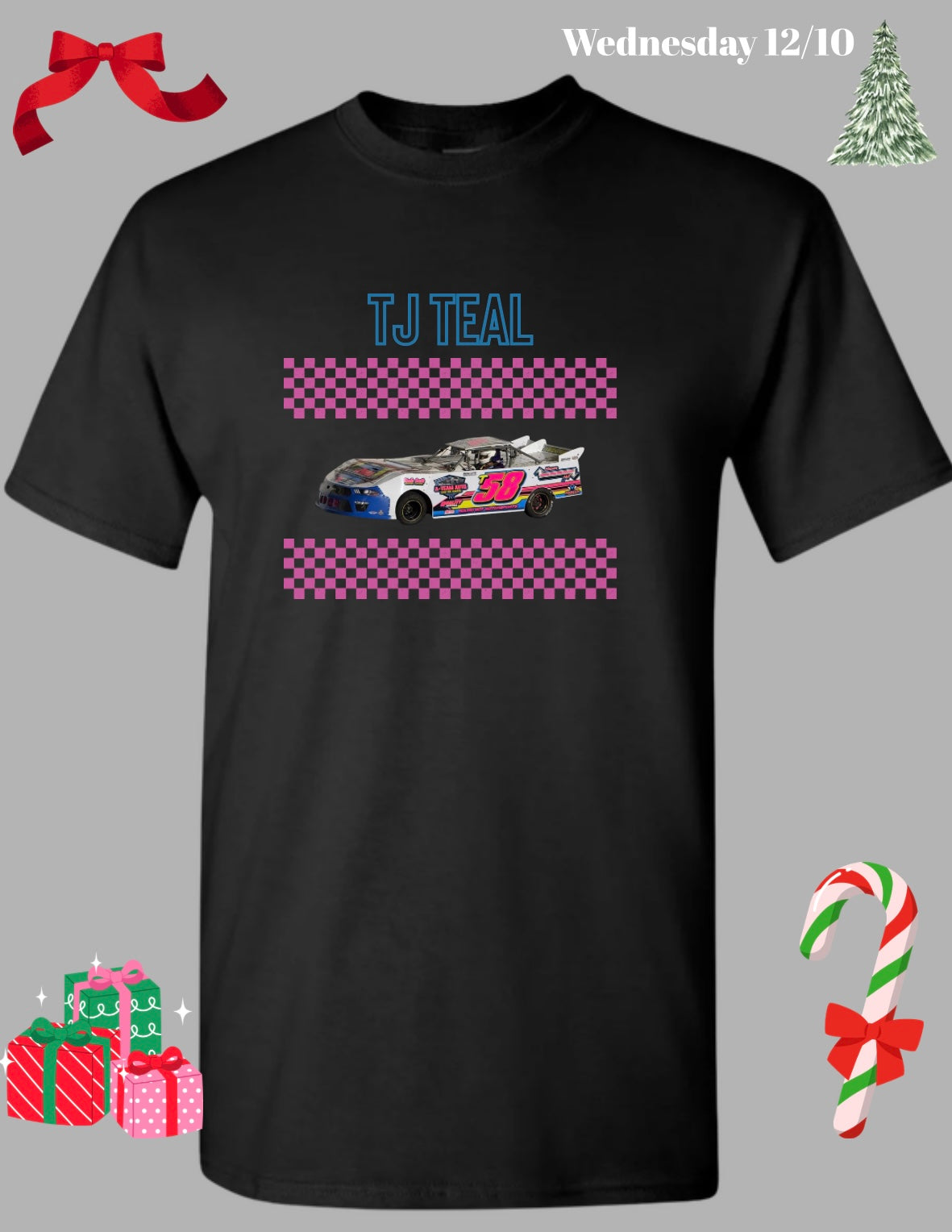 Name and Car Cut Out on Black T-shirt