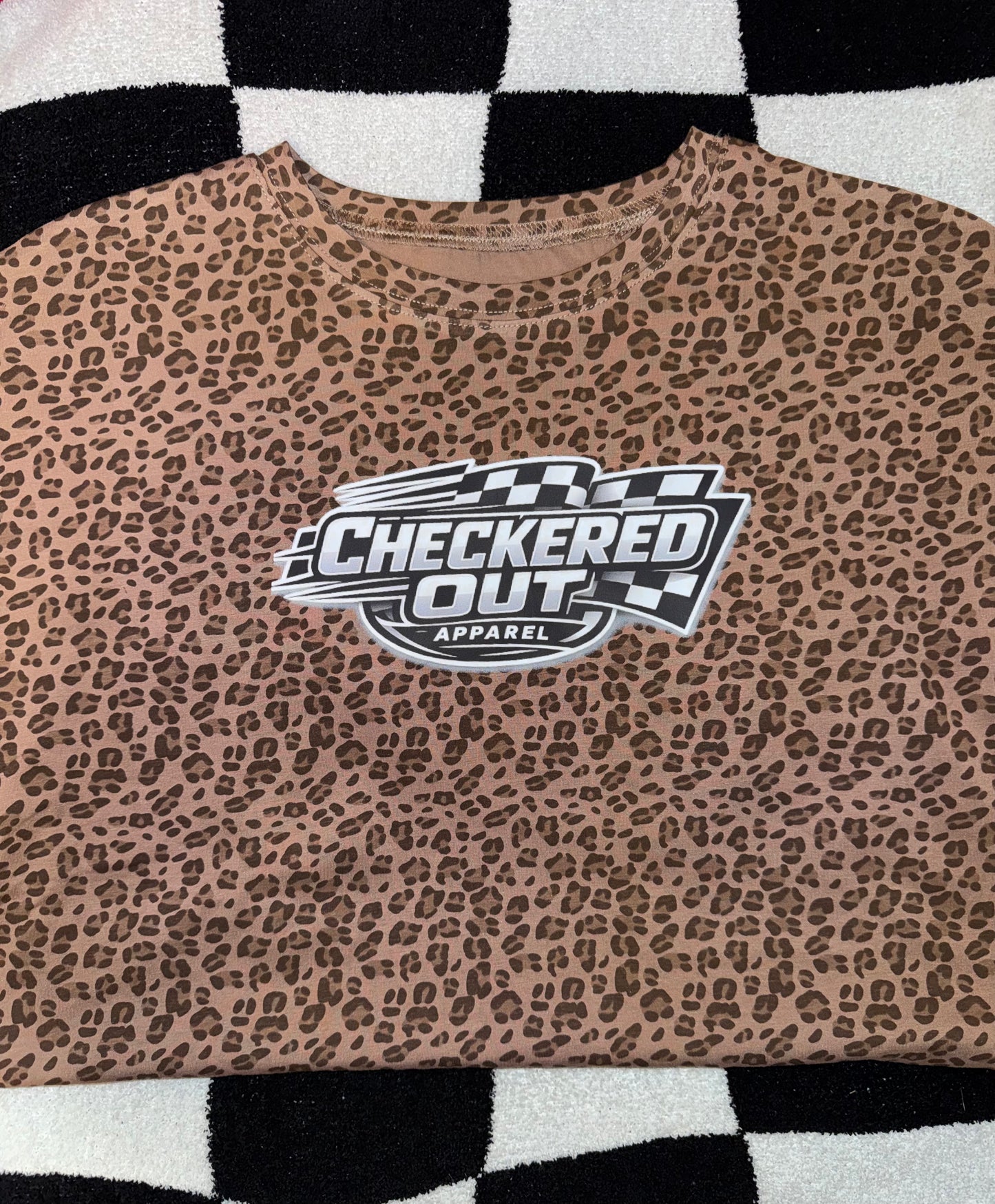 Camo or Leopard Checkered Out Apparel Logo