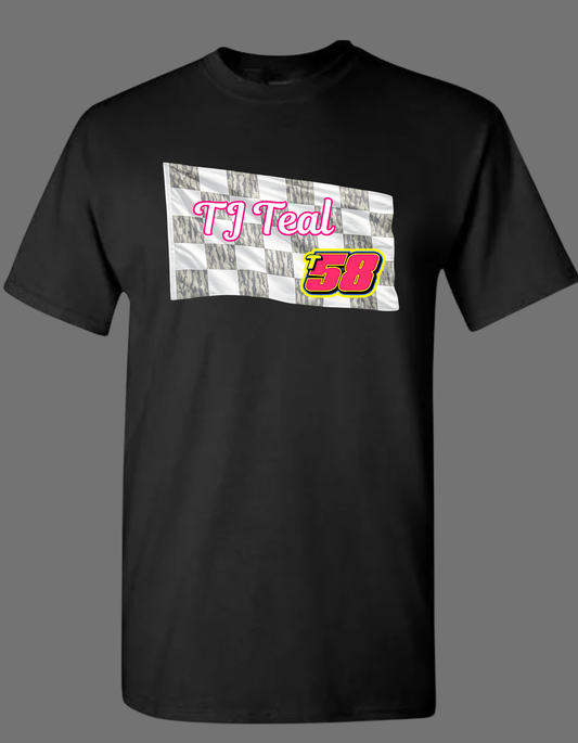 Camo/Checkered Flag with name and number file T-shirt