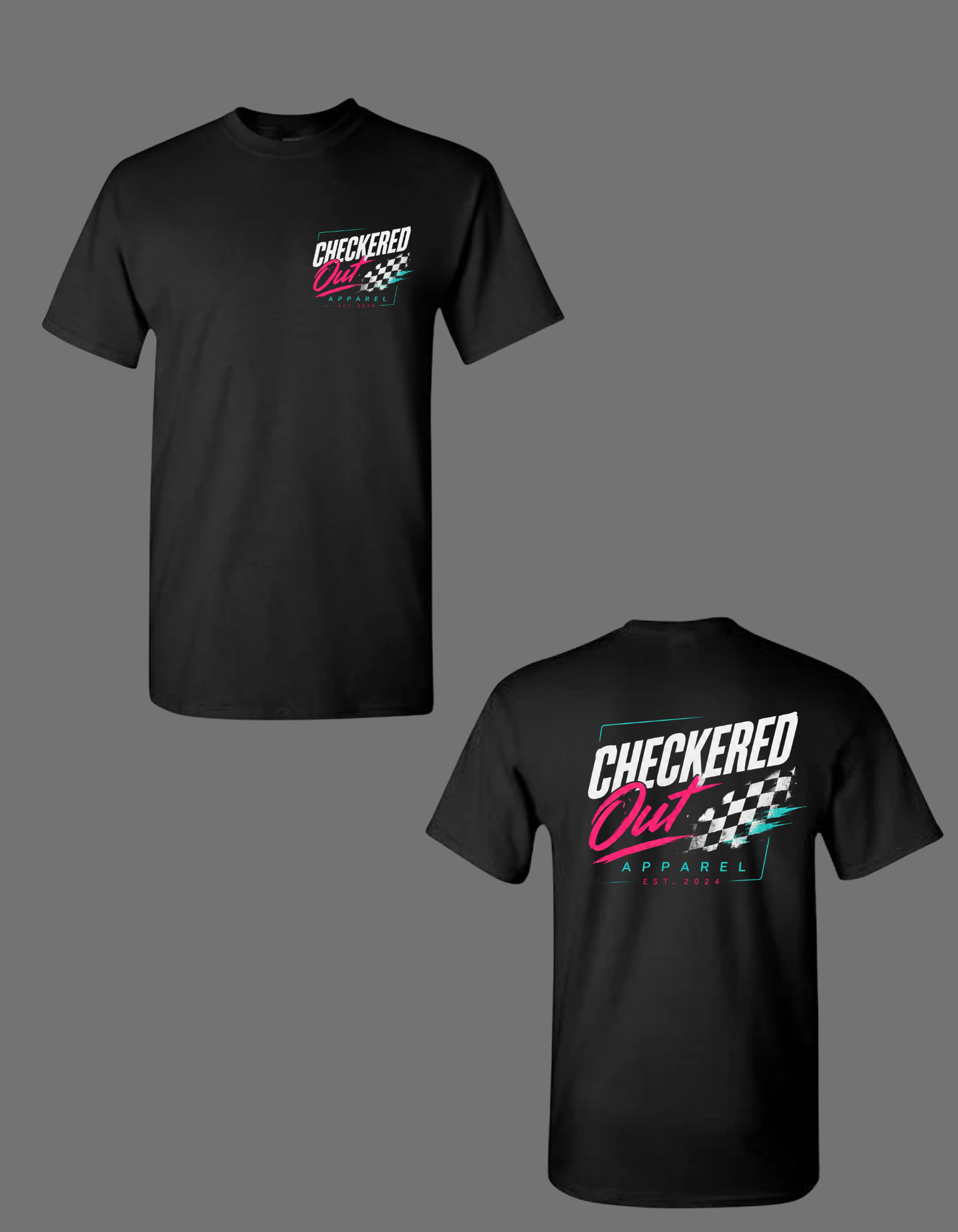 Checkered Out Apparel Teal/Pink Merch