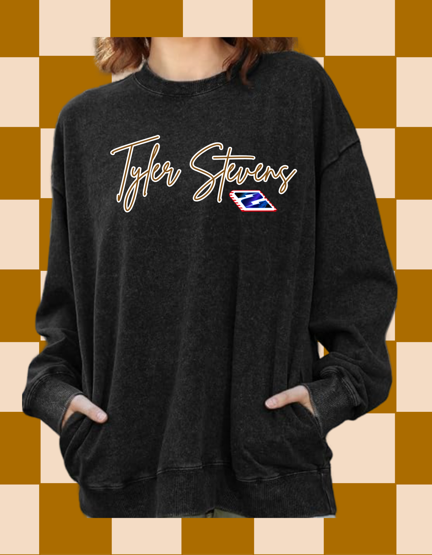 Acid Wash Sweatshirt with Name and Number File (with pockets)