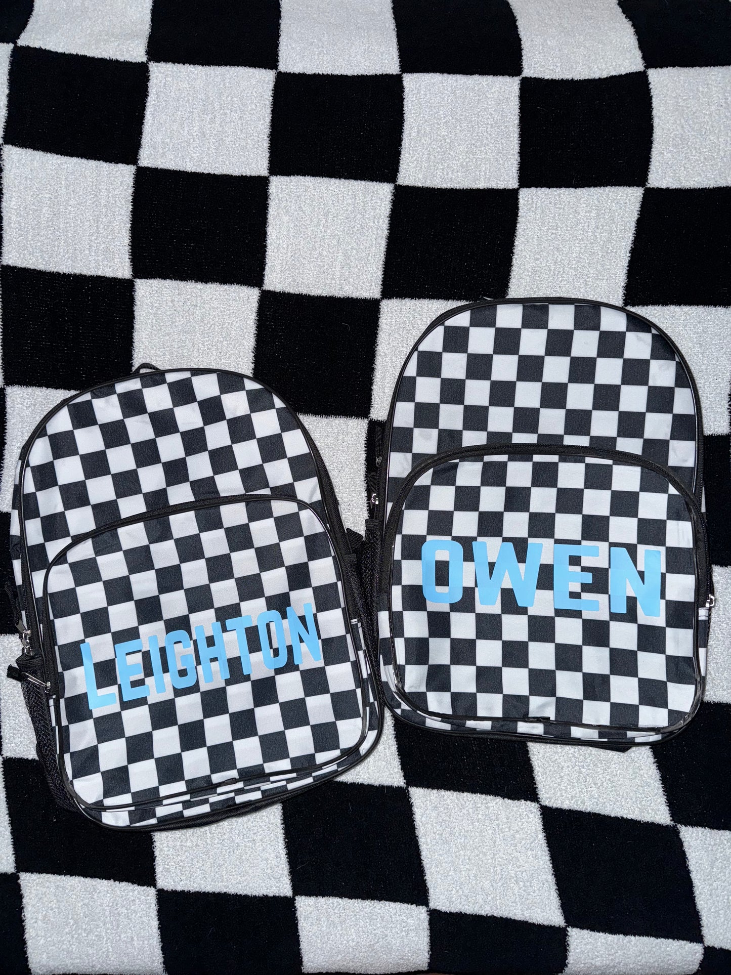 Checkered Book Bag 17in with name
