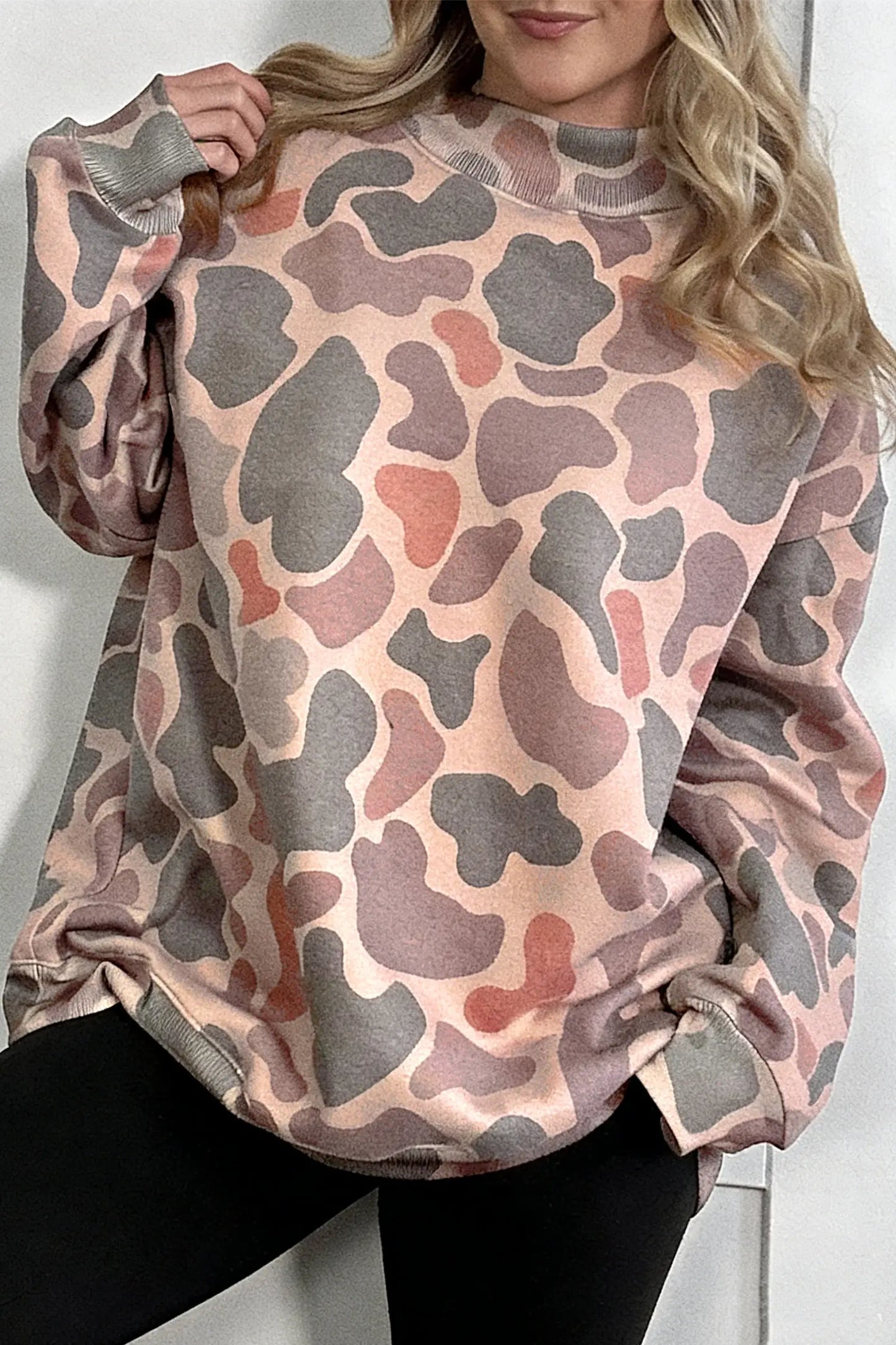 Camo Pullover Mock Neck